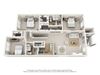This is a 3D floor plan of a 1400 square foot 3 bedroom Oasis at The Sanctuary at Fishers Apartments in Fishers, IN.